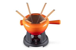 Outlet price €227.50 - Cast iron fondue set – orange, red, black