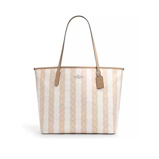 Large City Tote Bag in Signature Canvas with Stripe
