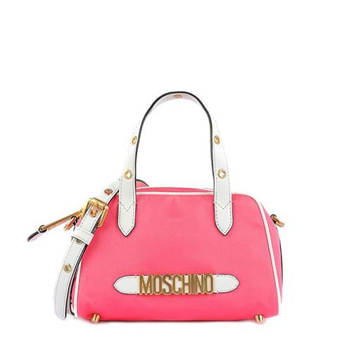 Shoulder bag with logo pink / white